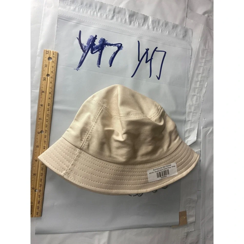 Beige Bucket Hat with Grommets‎ and D-Rings